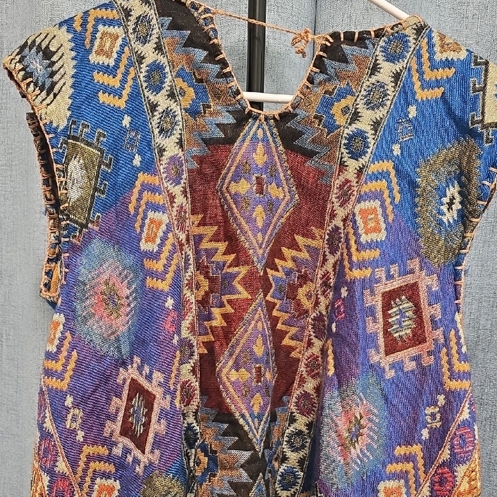 Source Unknown Vibrant Multicolor Tunic Vest - image 12